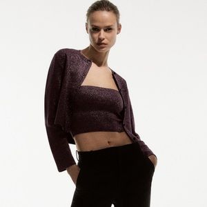 Zara Purple Sparkly Knit Cardigan